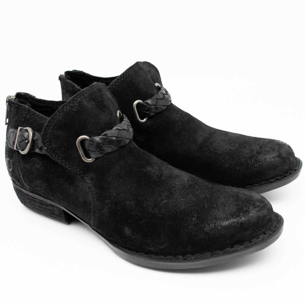 Born‎ Sylvia Black Leather Ankle Boots F13703 SIZE 7